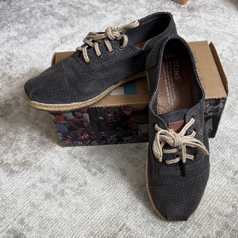 TOMS Women's Grey Suede Perforated Sneakers